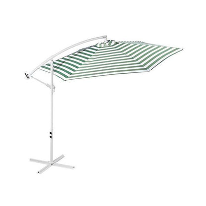 Striped Outdoor Umbrella For Garden Patio Green And White Stripe