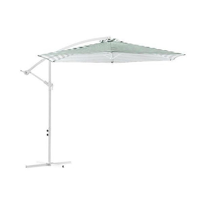 Striped Outdoor Umbrella For Garden Patio Green And White Stripe